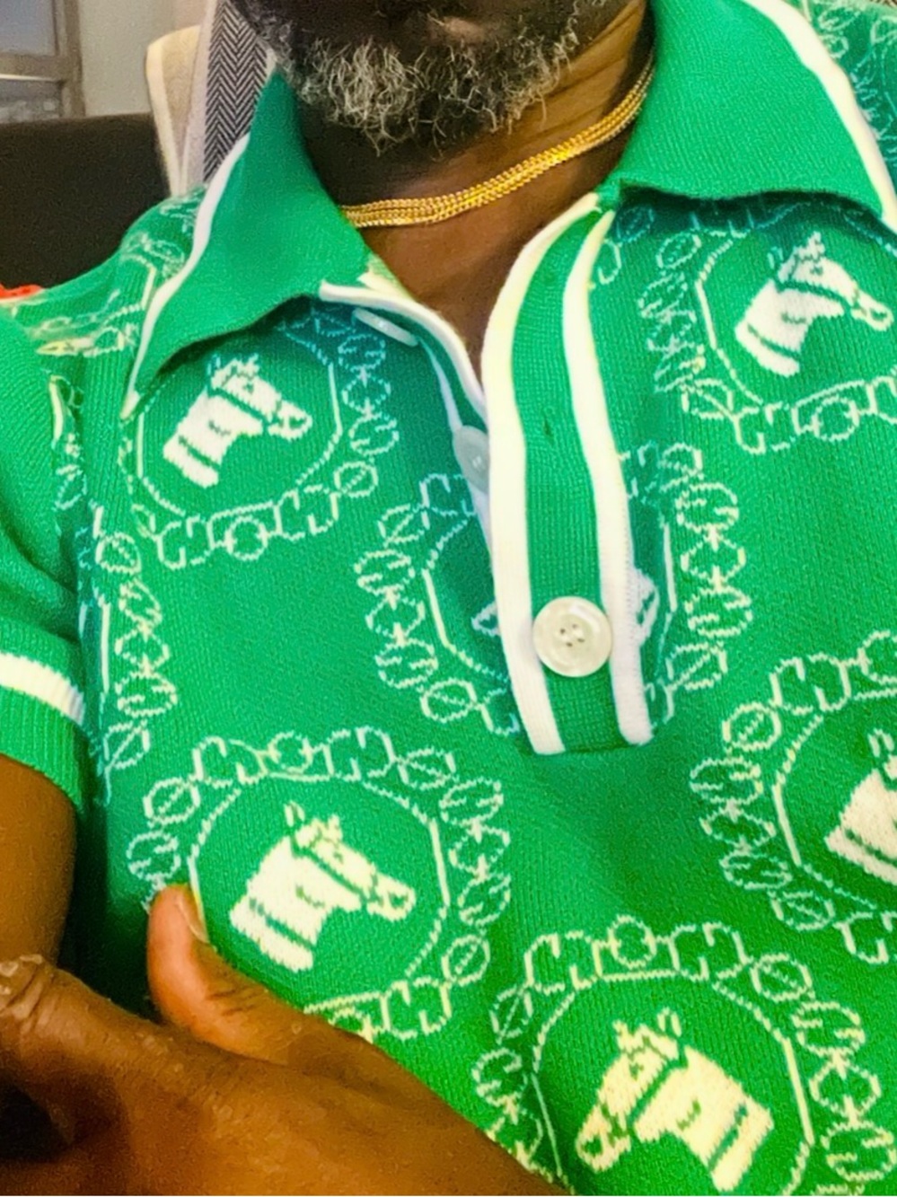 Gucci Green Polo Top with White Horse Motif